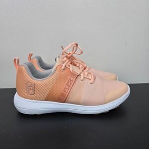 Footjoy Shoes Womens 6.5 M Peach FJ Flex Spikeless Performance Golfing Golf Logo